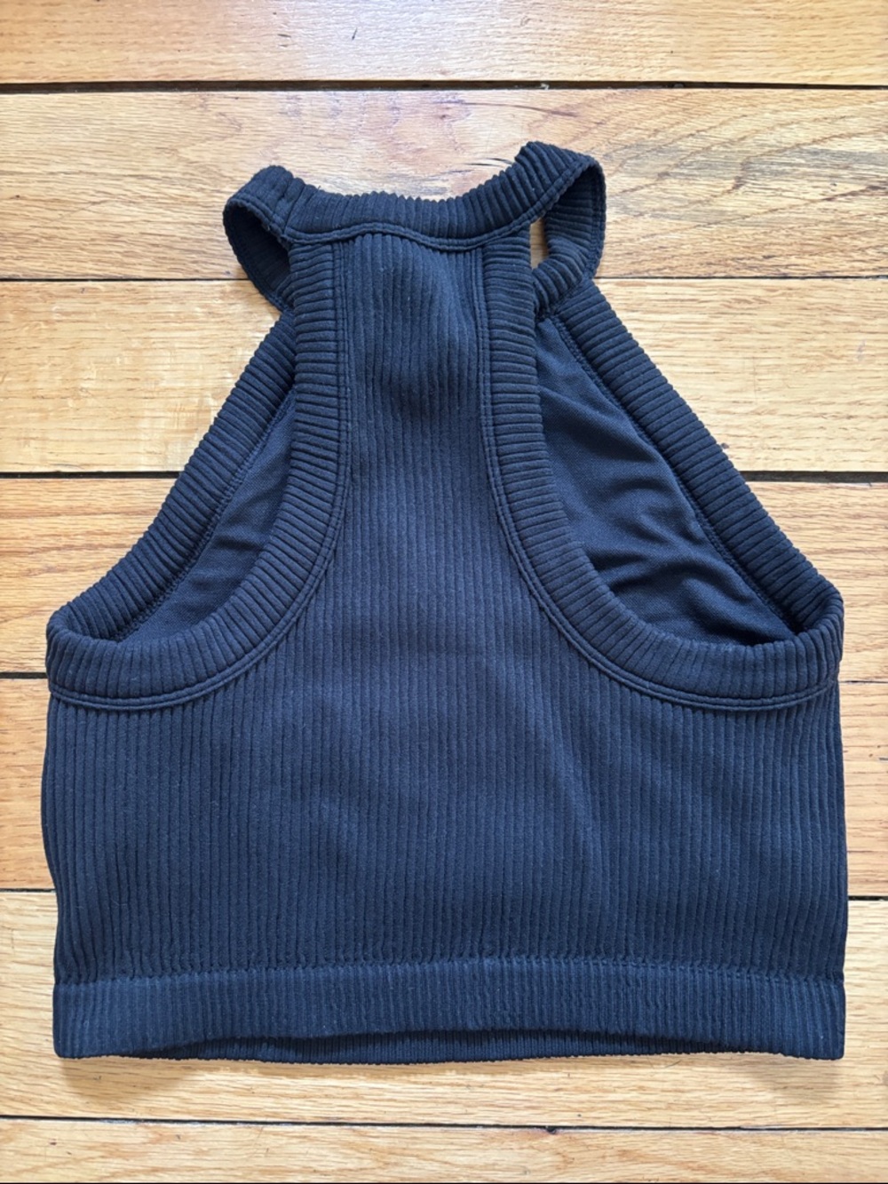 aerie Black Ribbed Halter Crop Top - Picture 3 of 3